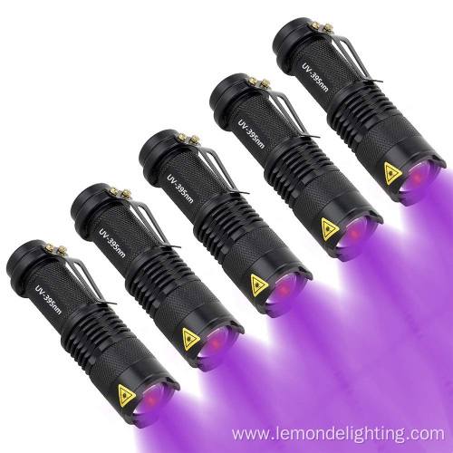 Portable Zoomable LED UV Torch Light With Clip